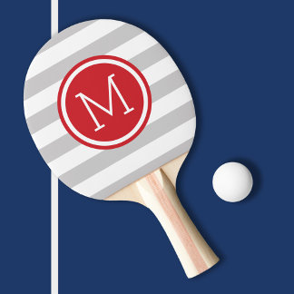 Pala De Ping Pong Gris y Red Preppy Strips Monograma