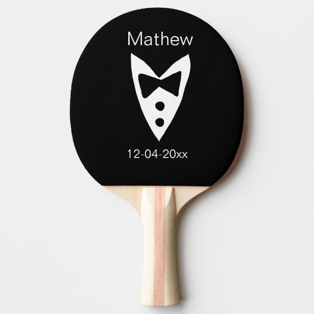Pala De Ping Pong groomman add name año camiseta de la proa negra ti (Anverso)