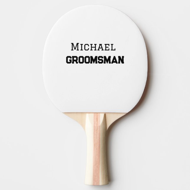 Pala De Ping Pong Groomsman simple mínimo añadir nombre masculino mo (Anverso)