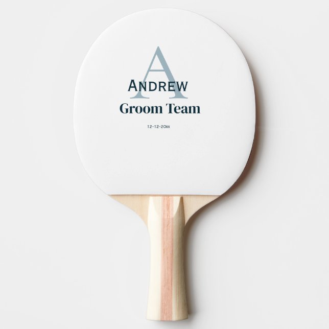 Pala De Ping Pong groomsmen de equipo simple y personalizado en mono (Anverso)