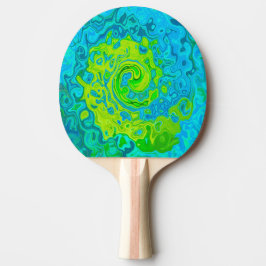 Pala De Ping Pong Groovy Chartreuse y Aquamarine Liquid Swirl