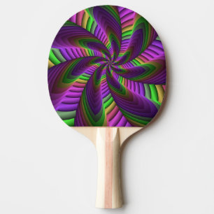 Pala De Ping Pong Groovy Energetic Colorful Neon Fractal