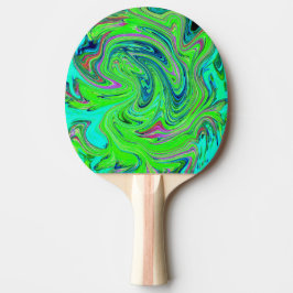 Pala De Ping Pong Groovy Lime verde y azul Resumen de arte retro