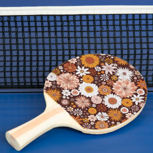 Pala De Ping Pong Groovy Retro Flower Garden Pattern