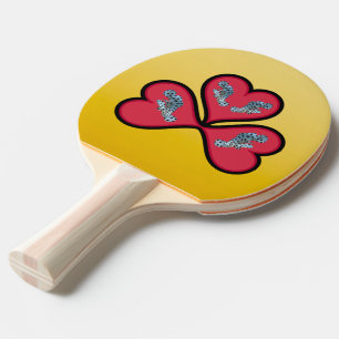 Pala De Ping Pong Grouper Twins - 3 Corazones Rojos con Bordes Negro