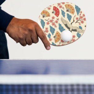Pala De Ping Pong Grulla Japonesa Patrón Sakura Tradicional Japonés