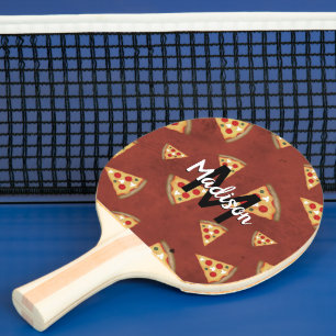 Pala De Ping Pong Guay pizza slices vintage patrón rojo Monograma