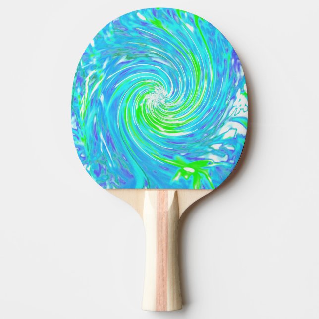 Pala De Ping Pong Guay Resumen Retro Aqua y Lime Green Swirl (Anverso)