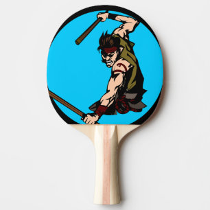 Pala de Ping Pong Guerrero Japonés en Acción