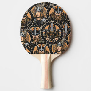 Pala De Ping Pong Guerreros de Viking: Colorido patrón de época