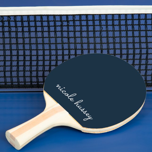 Pala De Ping Pong Guión azul de la marina | Monograma moderno con es (in situ)
