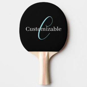 Pala De Ping Pong Guión de monograma cursivo editable negro azul bla