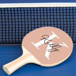 Pala De Ping Pong Guión moderno de monograma rosa Rubor