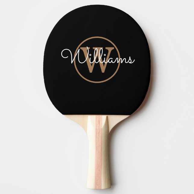 Pala De Ping Pong Guión Monograma de oro negro (Anverso)