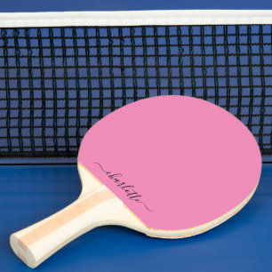 Pala De Ping Pong Guión rosado moderno Girly Monograma Nombre Ping P