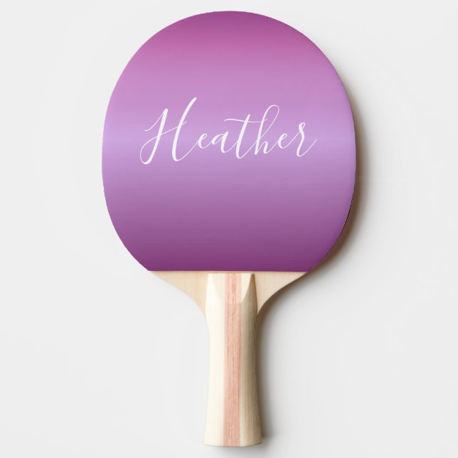 Pala De Ping Pong Guión violeta púrpura y blanco Personalizado (Anverso)