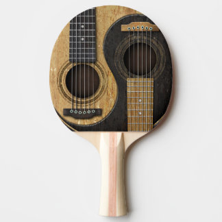 Pala De Ping Pong Guitarras acústicas viejas y gastadas Yin Yang
