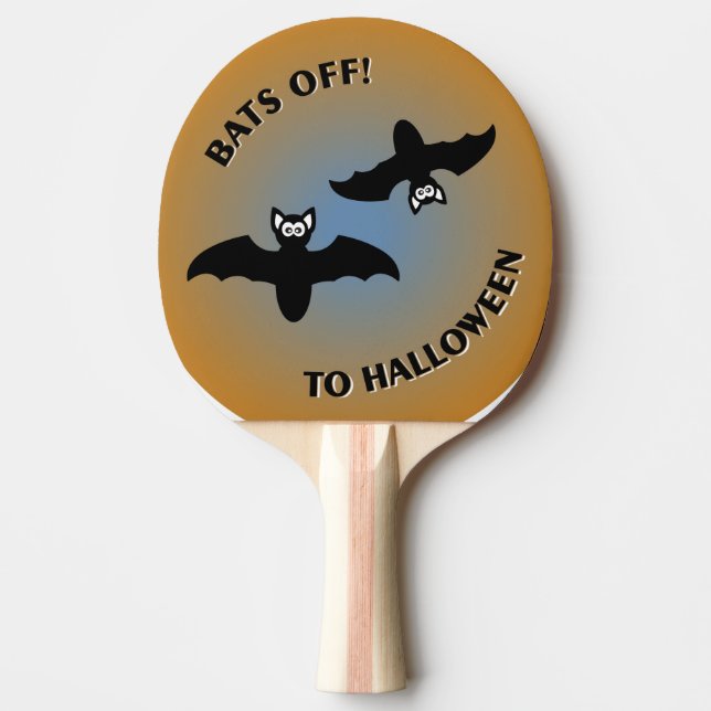 Pala De Ping Pong Halloween Bats Naranja Azul (Anverso)