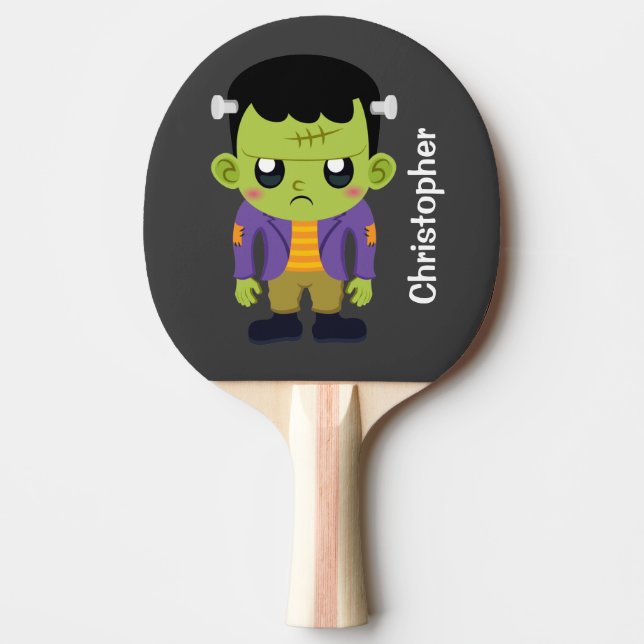 Pala De Ping Pong Halloween de Monstruo Frankenstein Verde (Anverso)