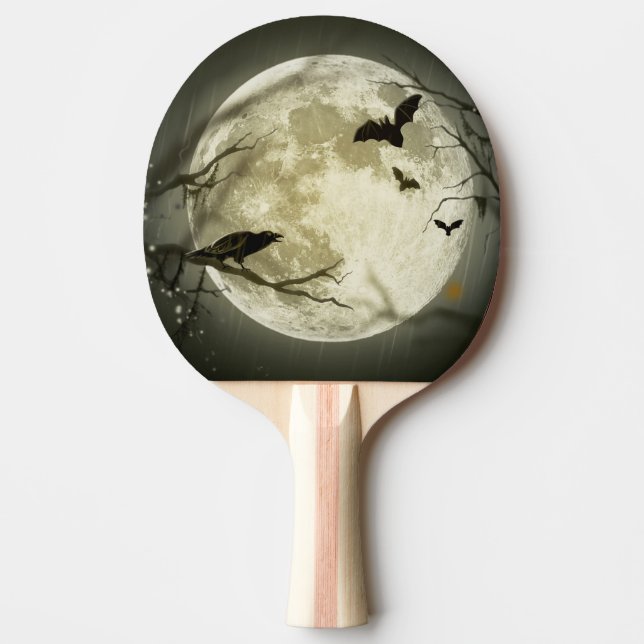 Pala De Ping Pong Halloween Moon Spooky Crows (Anverso)