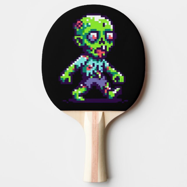 Pala De Ping Pong Halloween zombie divertido de 8 bits (Anverso)
