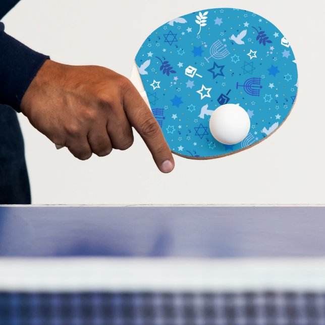 Pala De Ping Pong Hanukkah Stars Ping Pong Paddle (in situ)
