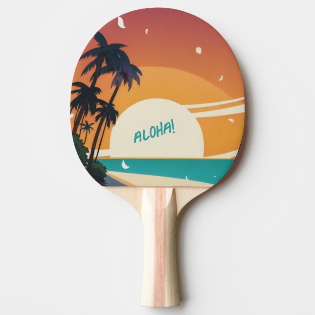 Pala De Ping Pong Hawai/Aloha/Tropical/playa (Anverso)
