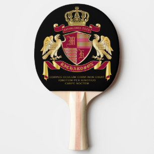 Pala De Ping Pong Haz tu propio escudo de armas rojo águila dorada b