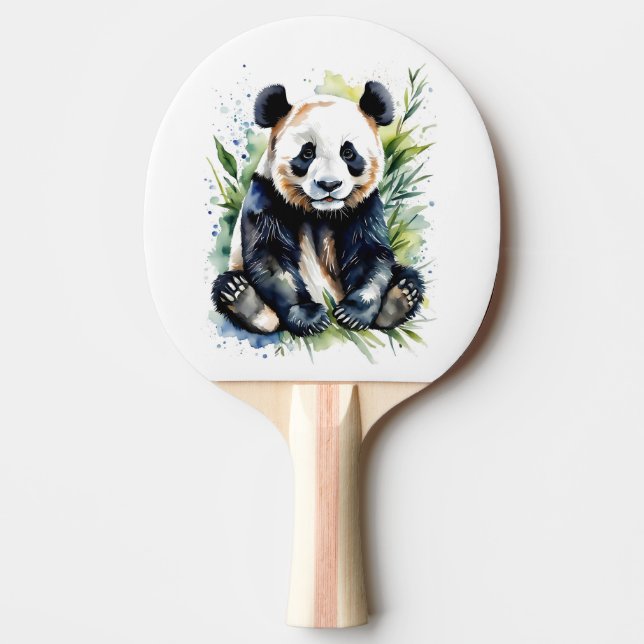 Pala De Ping Pong Hermosa acuarela Panda Bear (Anverso)