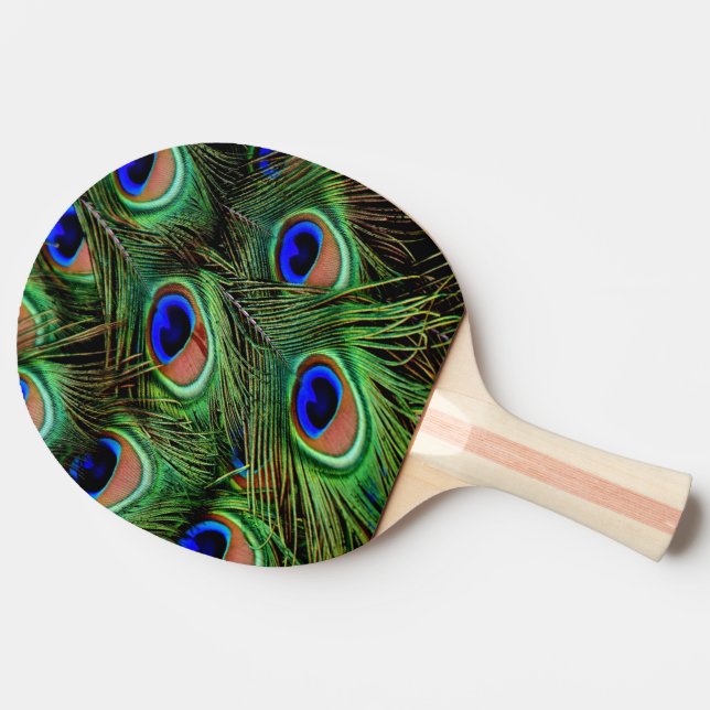 Pala De Ping Pong Hermosas plumas de pavo real (Reverso)