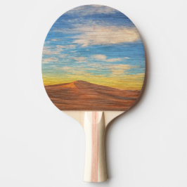 Pala De Ping Pong Hermoso amanecer sobre dunas de arena en madera