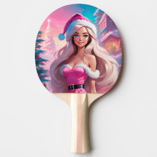 Pala De Ping Pong Hermoso Chica de Navidades rosados 01