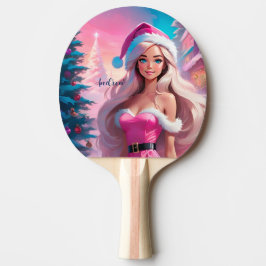 Pala De Ping Pong Hermoso Chica de Navidades rosados 01