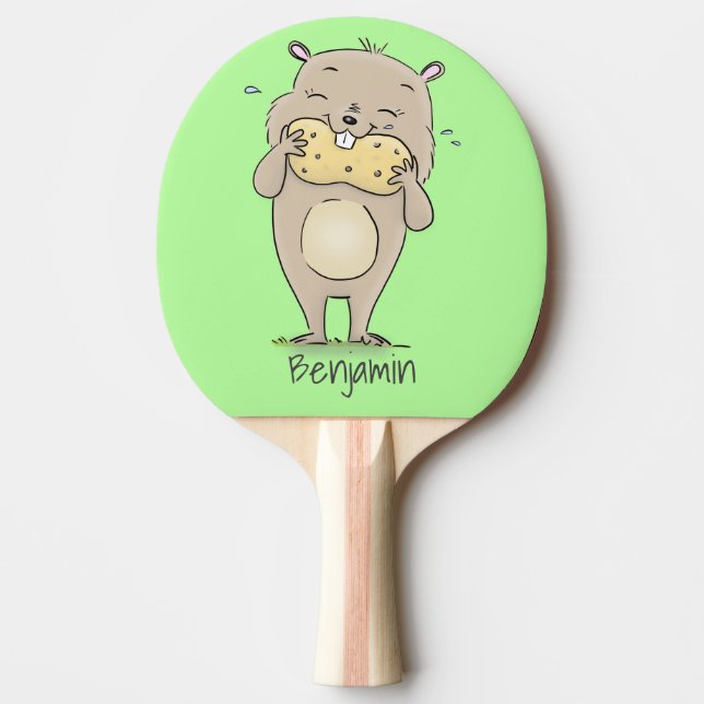 Pala De Ping Pong Hermoso hámster sonriente lindo con personalizado  (Anverso)
