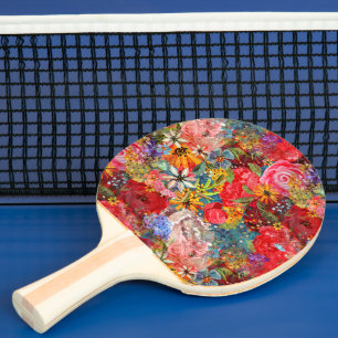 Pala De Ping Pong Hermoso Modelo Floral Brillante Abstracto Abstract