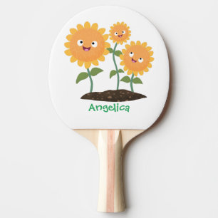 Pala De Ping Pong Hermosos girasoles alegres sonrientes ilustracion
