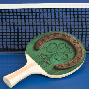 Pala De Ping Pong Herradura de la Suerte Rústica Irlandesa Personali