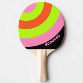Pala De Ping Pong HI-VIS and Pink Circle Stripe with Name Ping Pon