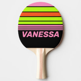 Pala De Ping Pong HI-VIS and Pink Horizon Striping with Name