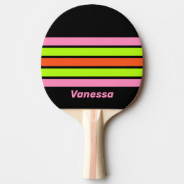 Pala De Ping Pong HI-VIS y Franjas Rosadas con Nombre