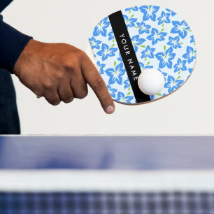 Pala De Ping Pong Hibisco Azul, Flores Azules, Tu Nombre
