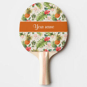 Pala De Ping Pong Hibisco de la piña y frondas de la palma