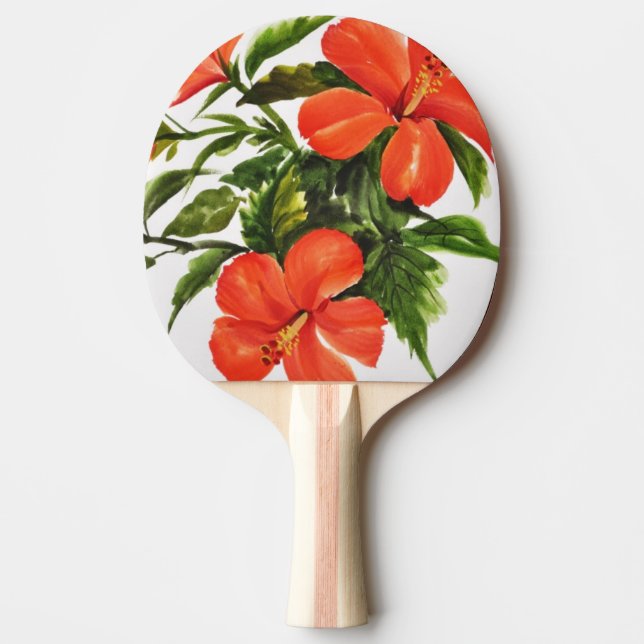 Pala De Ping Pong Hibisco rojo caliente (Anverso)