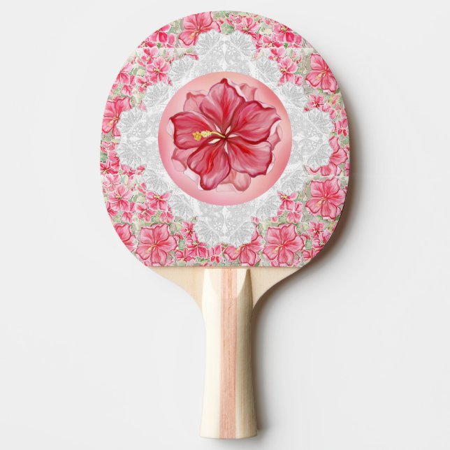 Pala De Ping Pong Hibiscus & lace RED (Anverso)