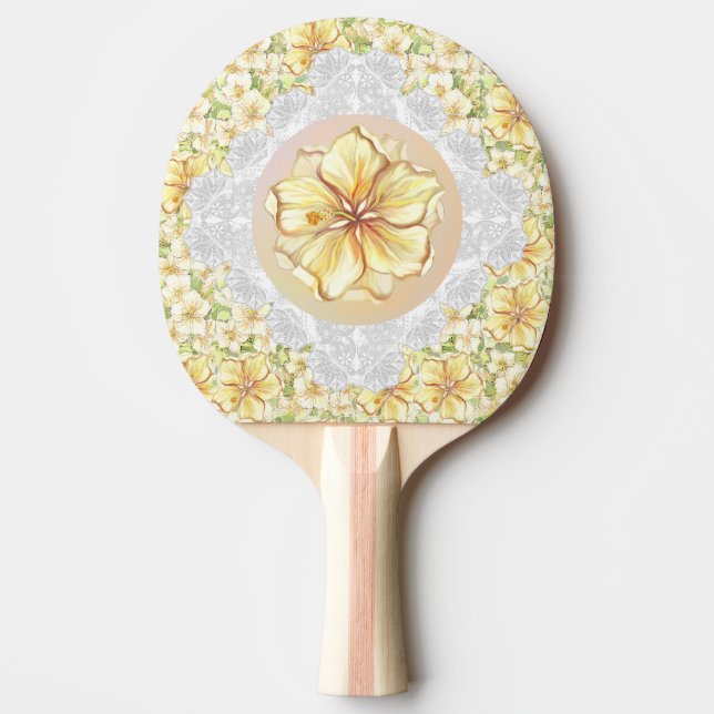 Pala De Ping Pong Hibiscus & lace YELLOW (Anverso)
