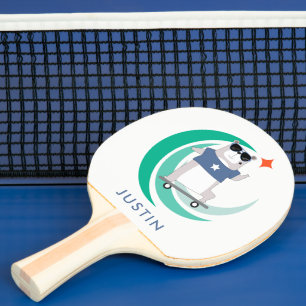 Pala De Ping Pong Hipster Bear Skateboarder con cualquier nombre