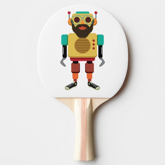 Pala De Ping Pong Hipster Retro Robot (Anverso)