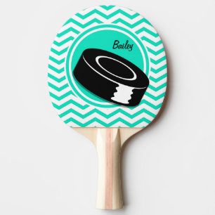 Pala De Ping Pong Hockey sobre hielo; Aqua Green Chevron