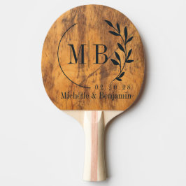 Pala De Ping Pong Hoja de Monograma de Boda de la Tabla de Cortar