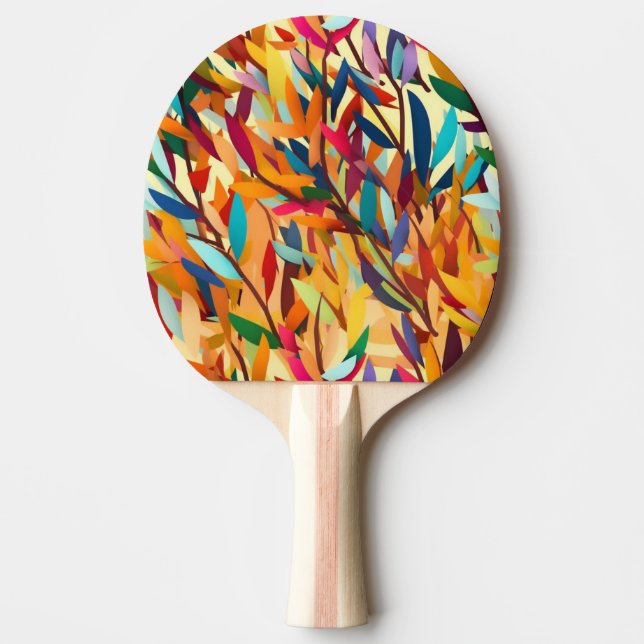 Pala De Ping Pong Hojas coloridas (Anverso)